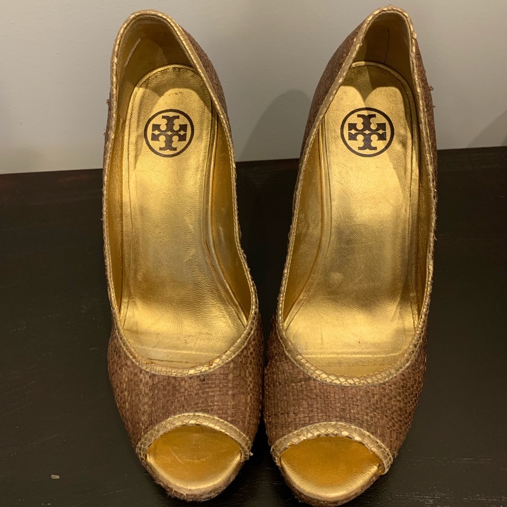 Tory Burch peep toe wedges 8.5